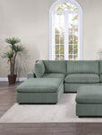 ZUN Contemporary Living Room Furniture Ottoman Sage Color Corduroy 1pc Soft Cushion Ottoman Wood Legs B011P182992