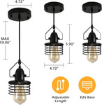 ZUN Industrial Black Pendant Light Metal Cage Pendant Lights Dining Room Hanging Lighting for Kitchen 77757571