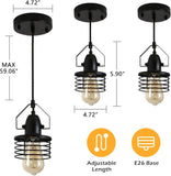 ZUN Industrial Black Pendant Light Metal Cage Pendant Lights Dining Room Hanging Lighting for Kitchen 77757571