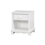 Wooden Nightstand with Bottom Shelf, White B016P251416