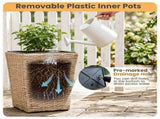 3-Piece Nested Rattan Planter Set, UV Resistant PP Wicker Plant Boxes with Removable Liner & 32949696