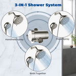 ZUN Shower Head Combo - 4.5" 6-Setting Handheld Showerhead and 7" 5-Setting Rainfall Spray, One Click 69425585
