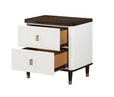 White and Brown 2-Drawer Nightstand with USB Port B062P209003