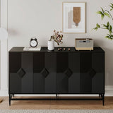 Accent Black Lacquered 4 Door Wooden Cabinet Sideboard Buffet Server Cabinet Storage Cabinet, for W1435133315