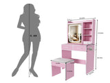 Small Makeup Vanity Desk with Mirror & Adjustable LED Lights,Built-in Power Outlet & Hidden Storage, W2699P476375