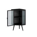 ZUN 22.25" Floor Coner Cabinet with Tempered Glass Door & Storage Shelves for Bathroom, Living Room, W757130158