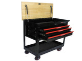 3 DRAWERS MULTIFUNCTIONAL TOOL CART WITH WHEELS AND WOODEN TOP 45204202