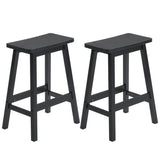 2pcs Pine Wood Saddle Seat Bar Stool Black 02885739