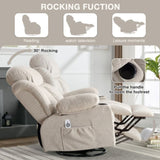 Swinging recliner massage heated sofa, with USB and 2 cup holders in side pockets, W1521P303168