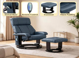 360&deg Swivel Massage Recliner Chair, 10-Point Vibration Footstool for Living Room, Blue 94968086