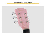 Pink 41-inch Dreadnought barrel-shaped cutaway acoustic guitar with pick, strings, capo, gig bag, 83268343