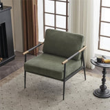 ZUN Upholstered Mid Century Lounge Chair Reading Armchair Chenille Fabric Modern Arm Chair with Metal 54567891