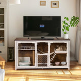 ZUN Wooden Cat House, cat villa, cat cages indoor, TV stand with cat house W1687138472