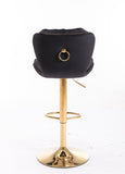 Set of 2 Bar Stools,with Chrome Footrest and Base Swivel Height Adjustable Mechanical Lifting Velvet W124946147