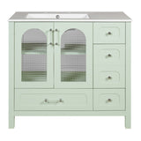 36" Bathroom Cabinet with Waffle Texture Doors, Bathroom Vanity with Four Drawers and Two N710P280025C