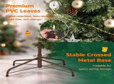 5FT Pre-Lit Artificial Christmas with Ornaments, 140 Warm White LED Lights, PVC Hinged Xmas 87148215