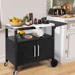 ZUN Outdoor Grill Cart with Storage, Rolling Bar Cart Movable Kitchen Island for BBQ, Patio Dining Cart 64945841