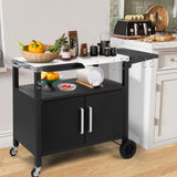 ZUN Outdoor Grill Cart with Storage, Rolling Bar Cart Movable Kitchen Island for BBQ, Patio Dining Cart 64945841