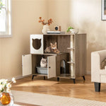 ZUN Cat Litter box with Cat scratching post, Cat Apartment, Cat House, locker 88610669