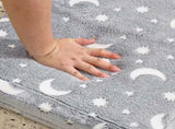 Glow-in-the-Dark Kids Foldable Sofa Bed All-Sponge Single Chaise Lounge Light Grey Star & Moon 41602127