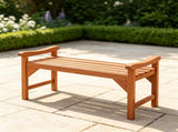 Solid Wood Outdoor Garden Bench, Rustic Minimalist Patio Bench with Curved Slatted Seat & Side 60831672