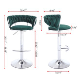 Set of 2 Bar Stools,with Chrome Footrest and Base Swivel Height Adjustable Mechanical Lifting Velvet W1249P247739