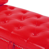 ZUN Red, PU Leather, Metal Feet Upholstered Ottoman Bedroom Lounge Ottoman Flip Top Storage Sofa Bench 22859043