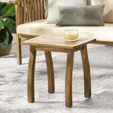 SELMA Acacia wood Accent Side Table in Natural Stained, Weather-Resistant Rectangular End Table for N770P248135N