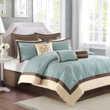 9 Piece Charmeuse Comforter Set Blue Queen B03597003