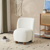 Modern Low Back Accent Chair, Upholstered Armless Living Room Chairs, Round Pine Wood Feet, for N817P224950W