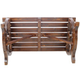 Outdoor Rustic Wooden Bench with Wagon Wheel Legs, 2 People Outdoor Bench Garden Bench Front Porch W465P222623