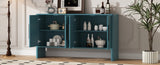 ZUN TREXM 4-Door Large Storage Retro Sideboard with Adjustable Shelves and Long Handles for Kitchen, N715P190423M