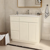 36 in. W x 21 in. D x 34.5 in. H in Antique White Plywood Ready to Assemble Floor Vanity Sink Base T3210P282884
