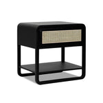 ZUN Inglot 24.5" Modern Webbed Storage Side Table, Black Oak Wood B2719P238486