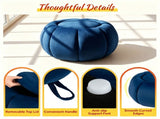 Pumpkin Shaped Velvet Storage Ottoman, Multi-Functional Foot Rest Stool with Hidden Storage, Flip 86600516