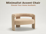Accent Chair Living Room, Velvet Comfy Single Sofa Chair Mid-Century Modern Armchair Wooden Legs 15010744
