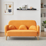 ZUN 59.1" Teddy Velvet Beige Two-Seater Sofa with Three Lumbar Pillows W1658P147050