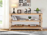 Rustic 3 - Tier Console Table with Gothic - Inspired Details, 47.24" Long Wooden Entryway Table for W2295P365031