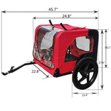 Bicycle trailer for pets outdoor foldable red color dog trailer with reflectors and safty flag W136456073
