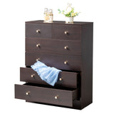 ZUN Modern Simple 6-Drawer Dresser Brown 72602814