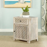 White Washed 1-Door Accent Cabinet with Drawer B062P153881