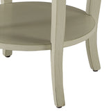 Antique White Round Side Table with Bottom Shelf B062P181365