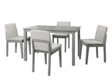 Grey Finish 5pc Room Set Table 4x Chairs Beige Fabric Chair Seat Kitchen Breakfast B011118999
