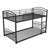 ZUN Twin Over Twin Metal Bunk Bed With Slide,Kids House Bed Black MF313919AAB