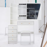 37" Middle Size Left Bedside Cabinet Vanity Table Cushioned Stool, Extra Large Right sliding W3258P293197