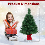 24" Mini Artificial Christmas Tree 71 Branch Tips, 35 Warm White LEDs, Flame-Retardant PVC, Cement 82739287