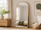 56"x21" Arched Full Length Mirror Freestanding Full Body Floor Mirror, Gold 45394219