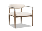 Artemis Mixed Material Upholstered Dining Arm Chair, Warm White Chenille B2719P269267