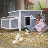 ZUN Large Wooden Chicken Coop with Perches and Nesting Box, Weatherproof Chicken/Rabbit/Duck House W142779965