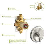 10" Round Rain Shower Head Systems with Waterfall Tub Spout, Brushed Nickel,Wall Mounted shower W1243102465